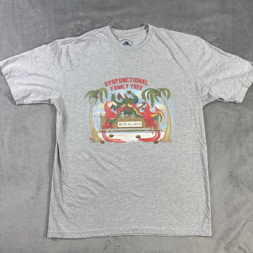 Joe Marlin Unwind Shirt Men XL Tshirt Beach Parrot Tropical Hawaiian Summer VTG